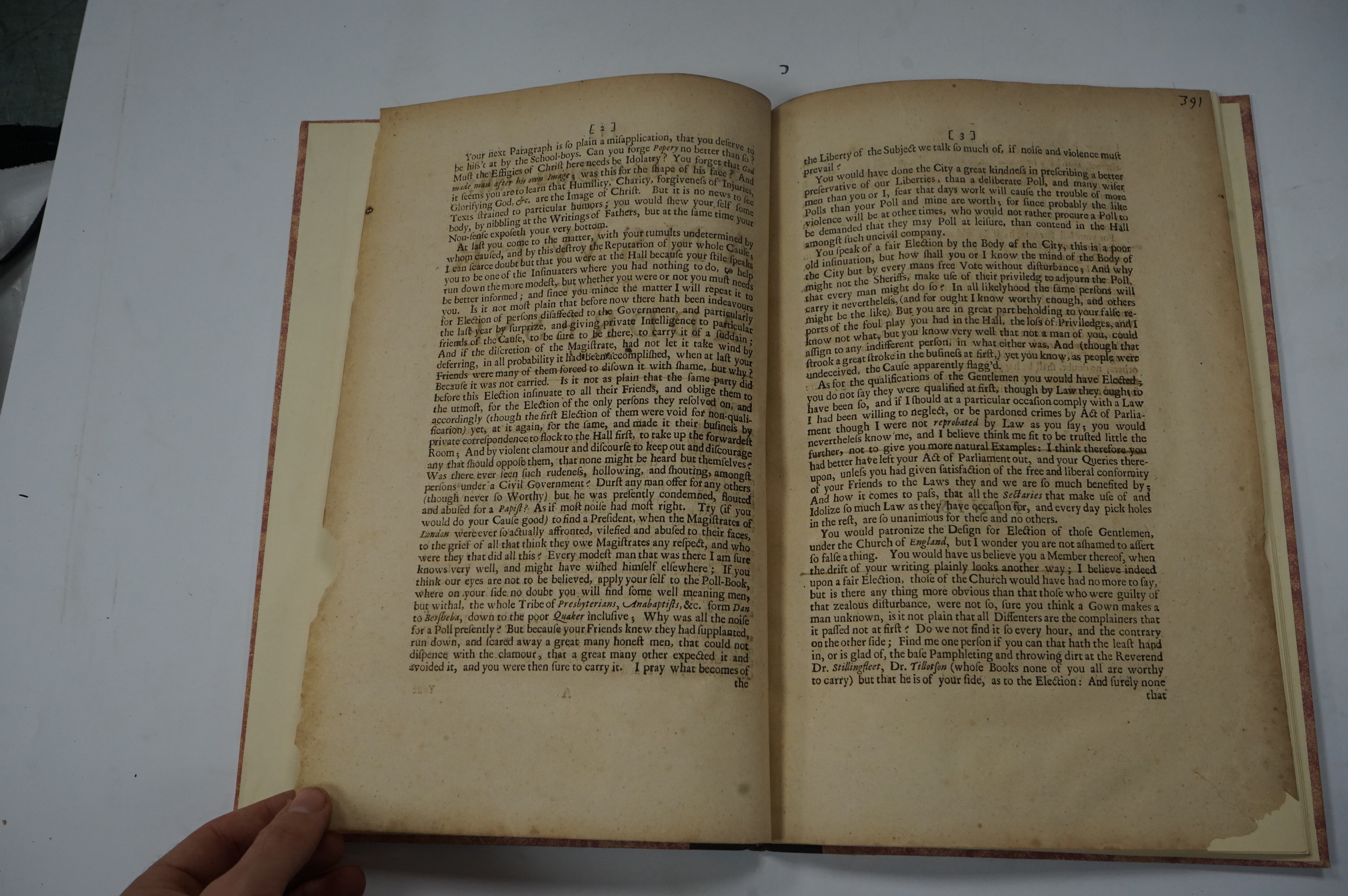 News from Guild-Hall: or An Ansvver to the Addresse. [Answered], London, 1680, [Concerning the election of Slingsby Bethel and Henry Cornish as sheriffs of London], later quarter calf with marbled boards, not in Wing, (s